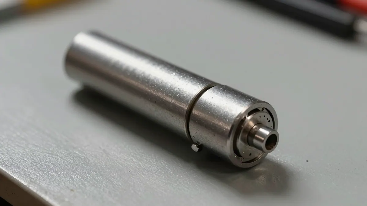 Ein Schließzylinder aus Metall liegt auf einer hellen Fläche